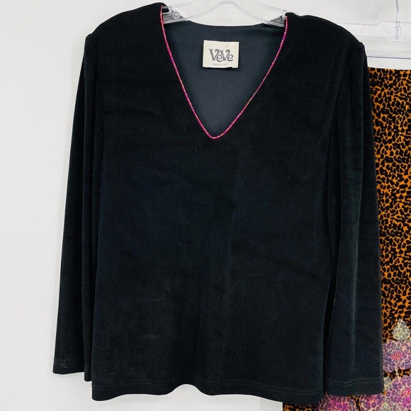 VTG 90s Y2K VeVe Dresses Velvet Leopard Outfit Top Skirt Beaded STRETCH Women 12 - Picture 2 of 11